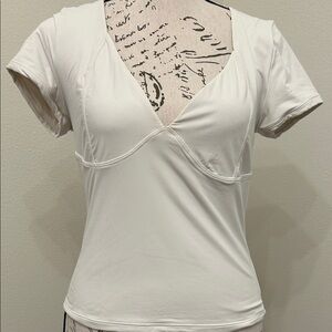 Qinsen double lined Short Sleeve V-Neck Tee